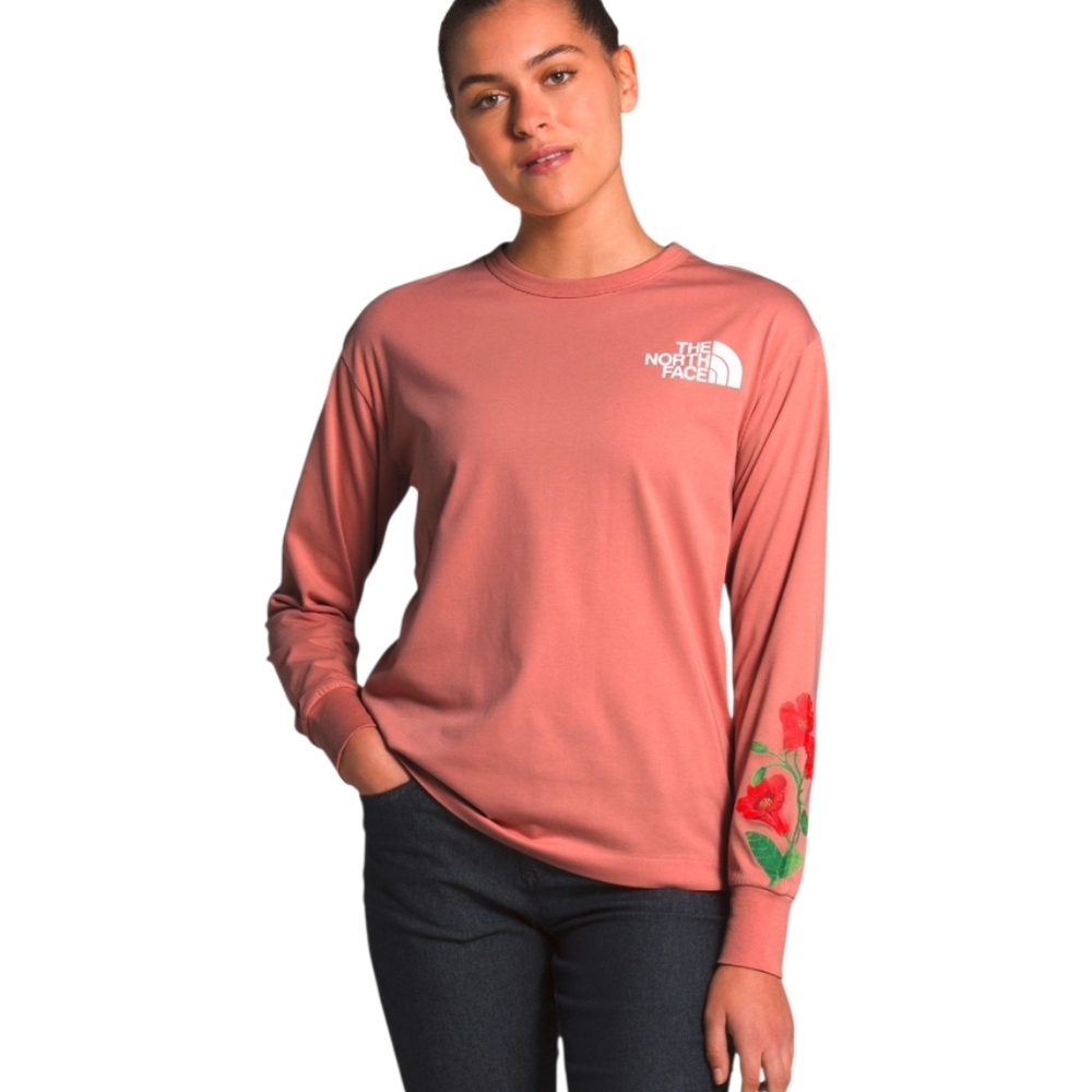 The North Face Women’s Long Sleeve Graphic Tee – Rose Pink‎ Floral Logo